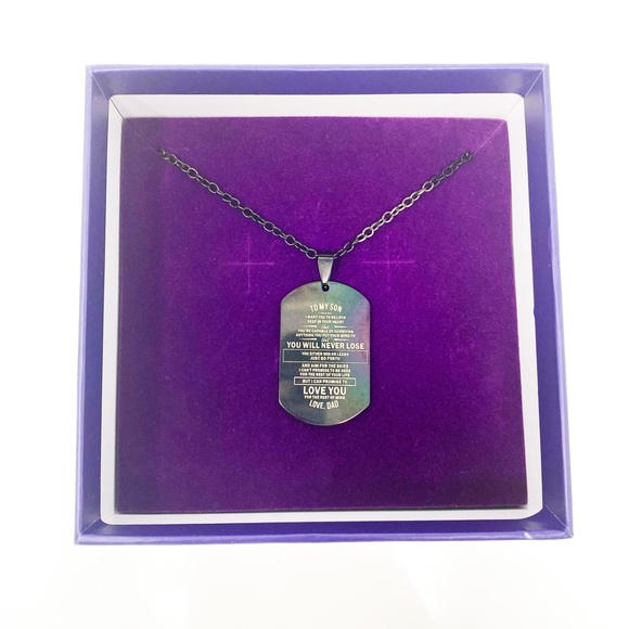 To My Son, Love Dad Military Dog Tag 22 Inch Chain - Picture 5 of 7